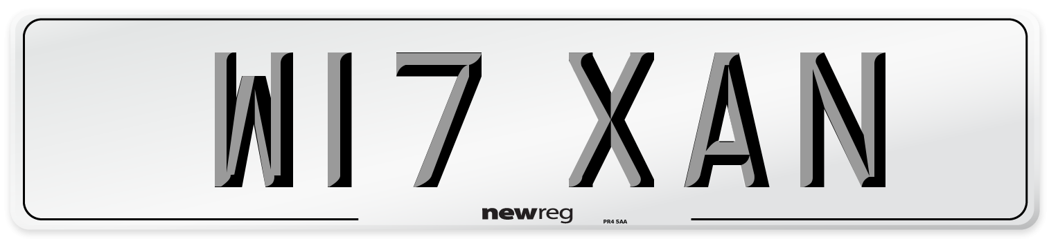 W17 XAN Number Plate from New Reg